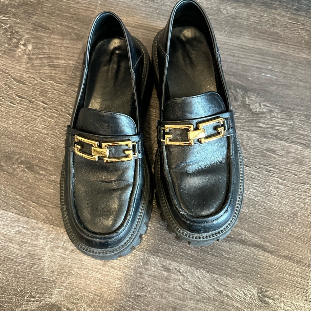 Black Platform Chunky Loafers - Picture 2 of 3